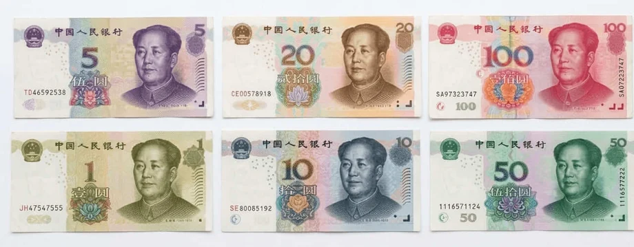 Chinese yuan banknotes: 1, 5, 10, 20, 50 and 100 yuan