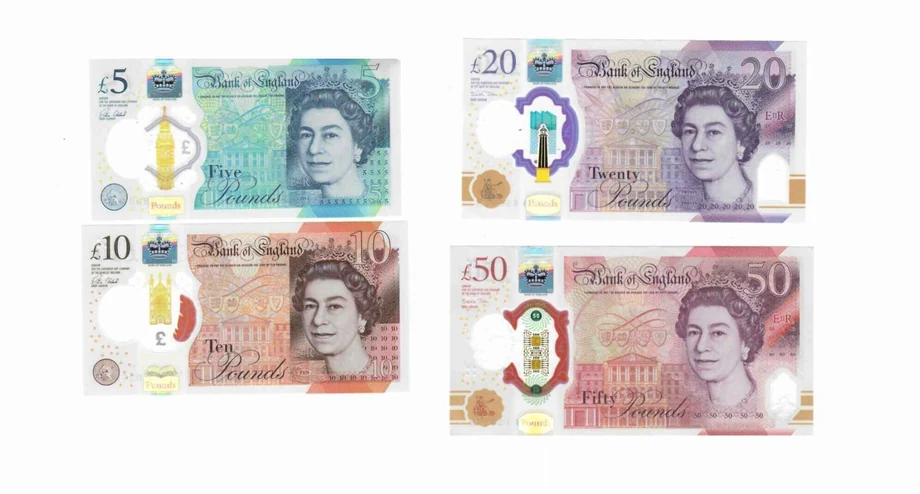 Bank of England polymer banknotes: 5, 10, 20 and 50 pounds