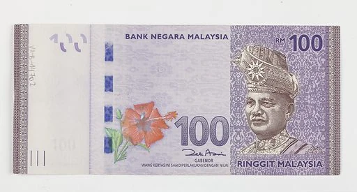 Malaysian 100 ringgit banknote issued by Bank Negara Malaysia