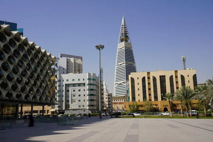 Towers of the Riyadh skyline including the Al Faisaliah Tower
